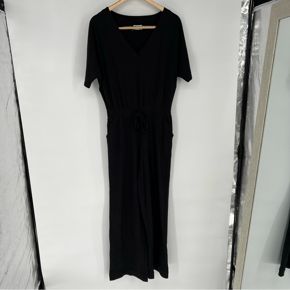 Pact Charlie Jumpsuit in Black‎ Minimalist Preppy Organic Boho Comfy - Picture 3 of 10
